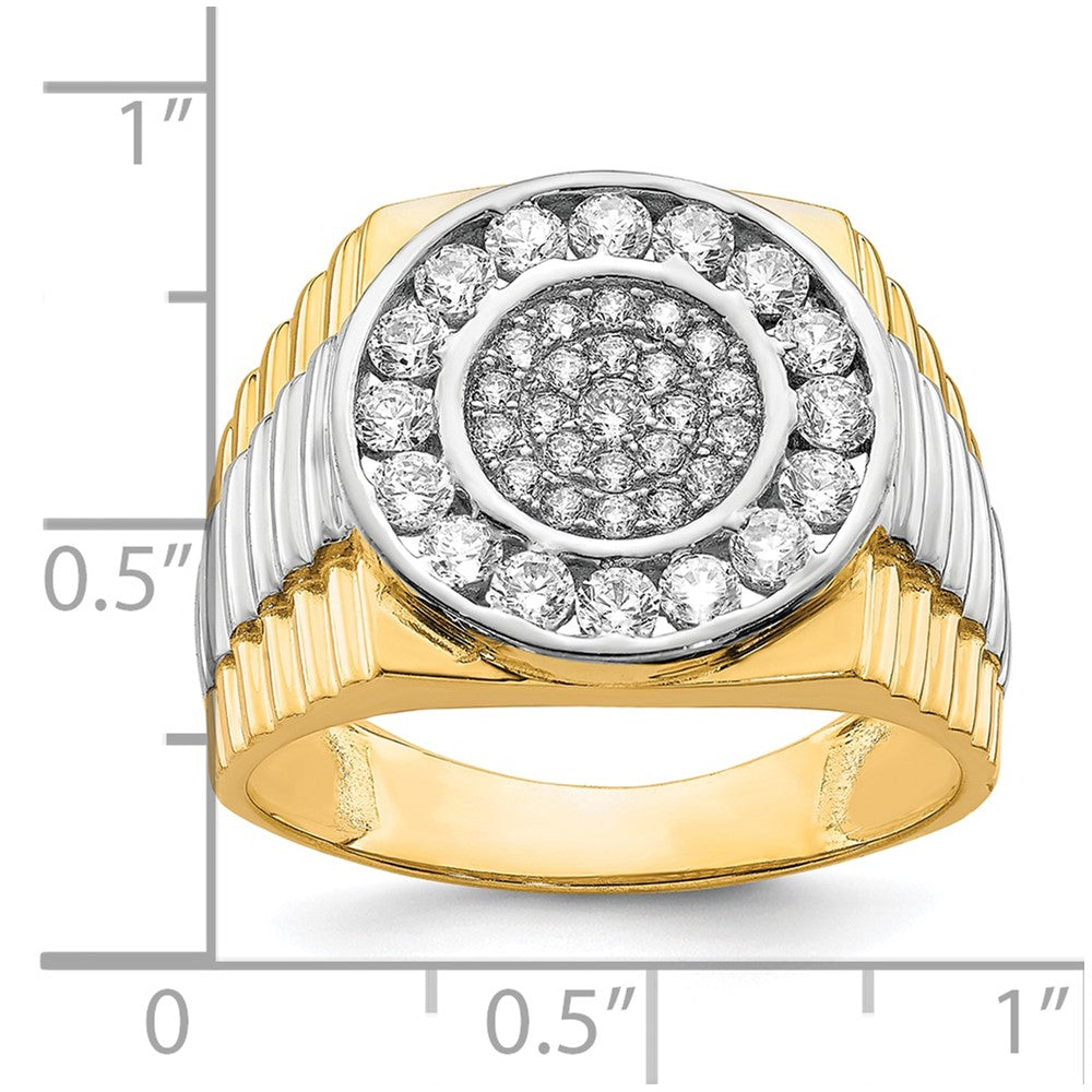 10K Yellow W/Rhodium 10K Cz Mens Ring