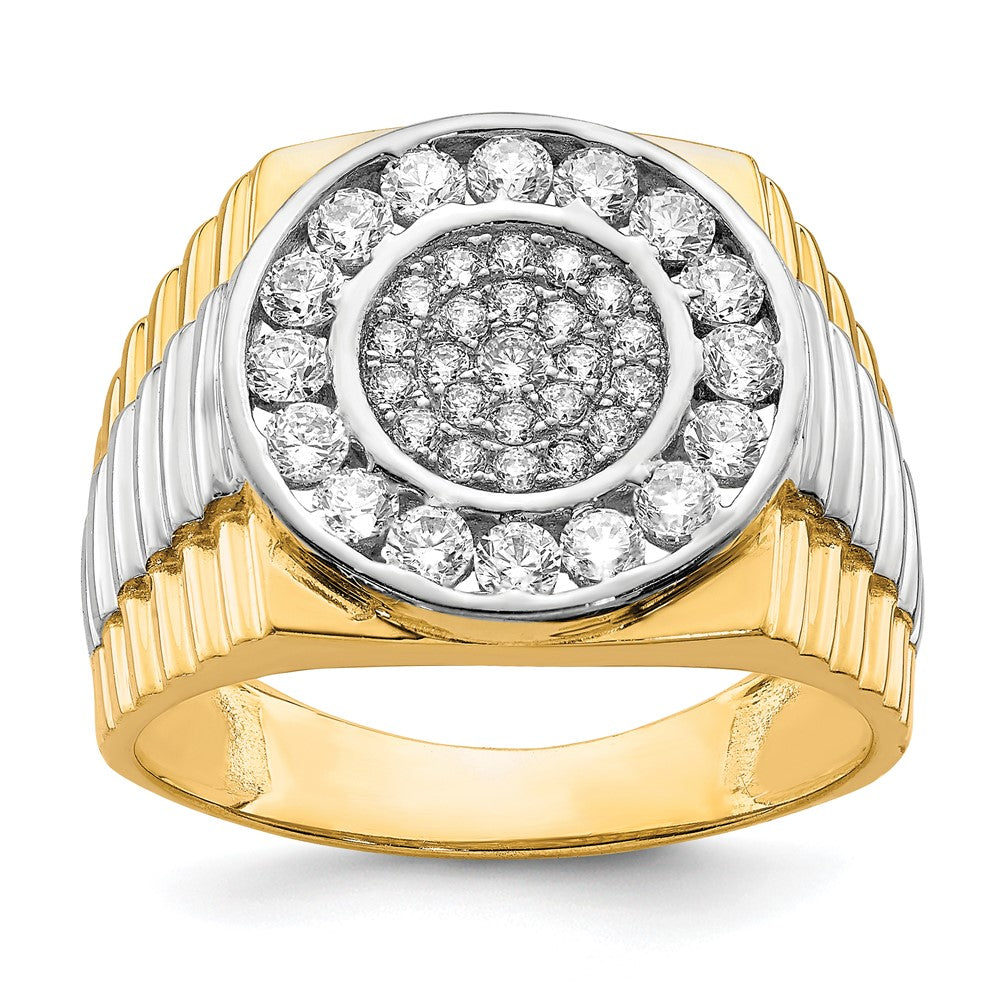 10K Yellow W/Rhodium 10K Cz Mens Ring