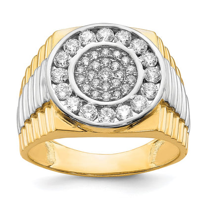 10K Yellow W/Rhodium 10K Cz Mens Ring