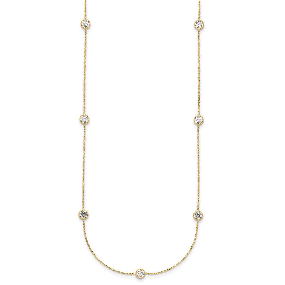 10K Yellow Gold 10K Polished Cz 7 Station Necklace