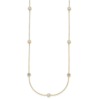 10K Yellow Gold 10K Polished Cz 7 Station Necklace