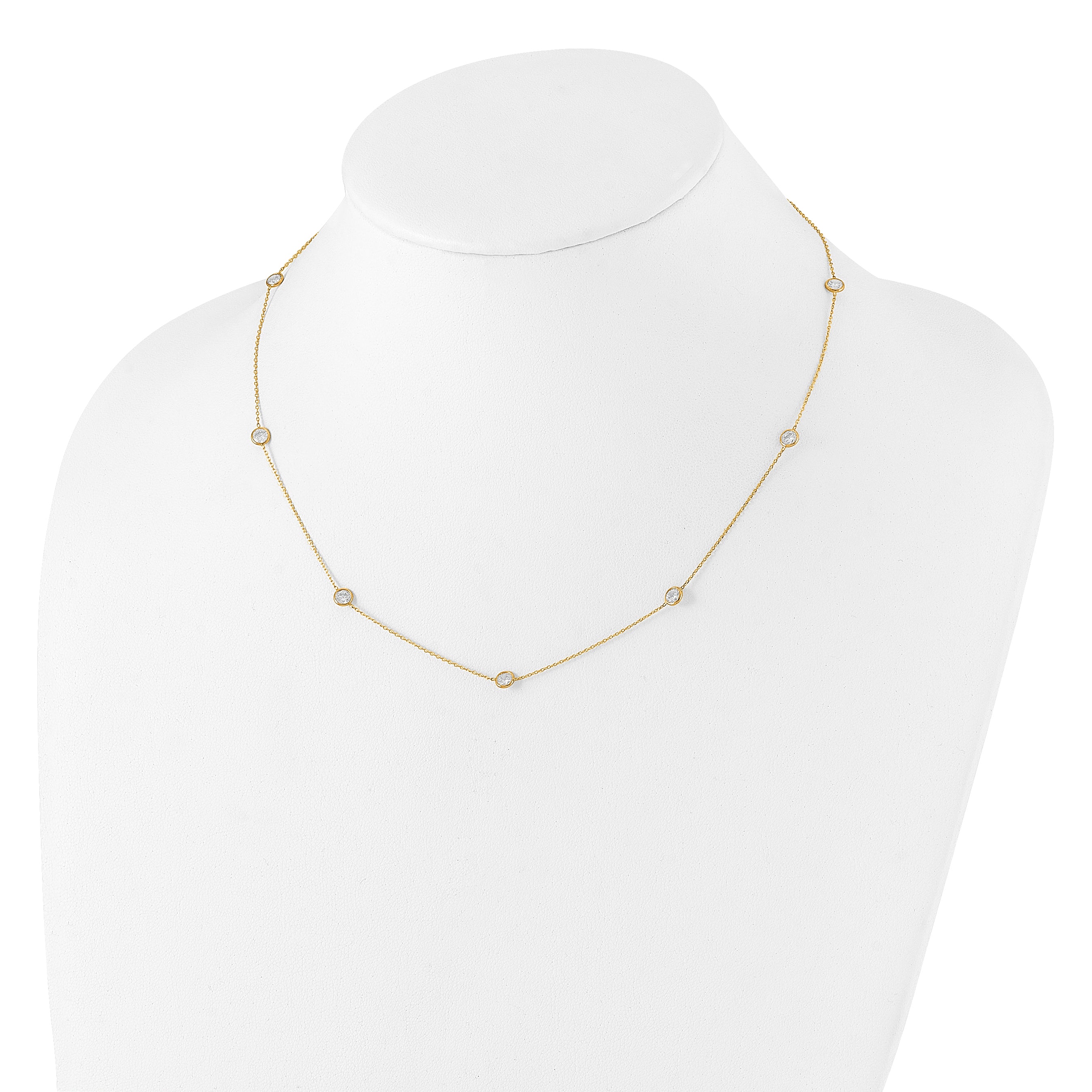 10K Yellow Gold 10K Polished Cz 7 Station Necklace