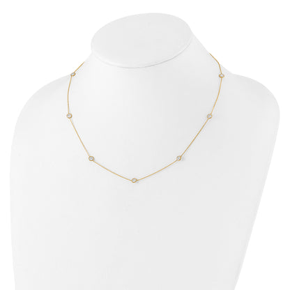 10K Yellow Gold 10K Polished Cz 7 Station Necklace