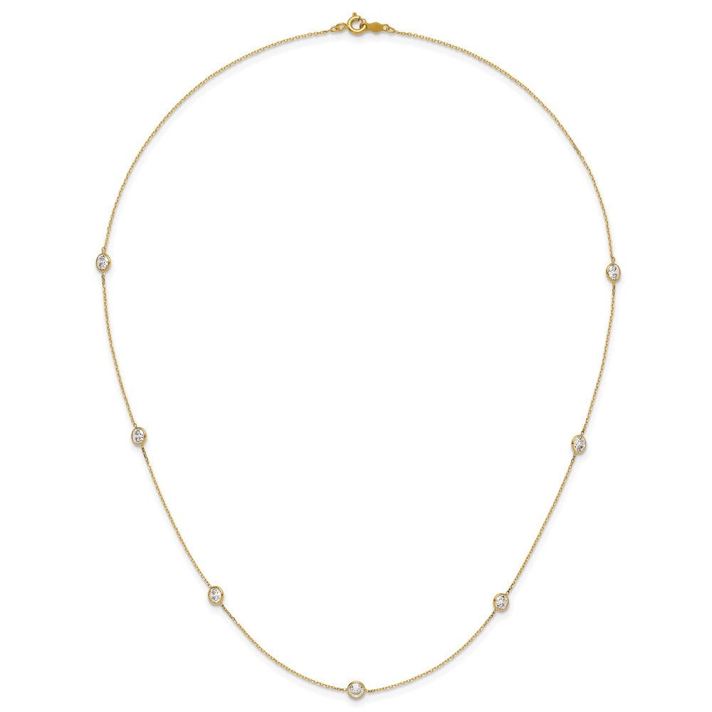10K Yellow Gold 10K Polished Cz 7 Station Necklace