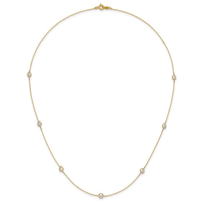 10K Yellow Gold 10K Polished Cz 7 Station Necklace