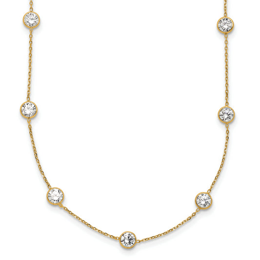 10K Yellow Gold 10K Polished Cz 7 Station Necklace