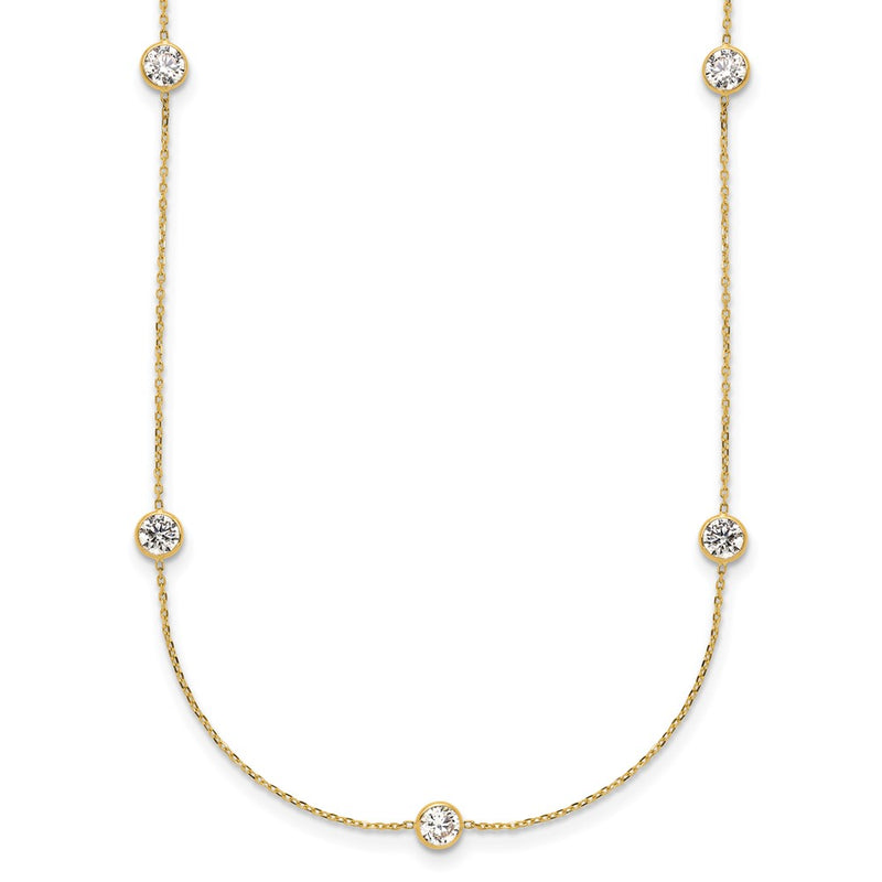 10K Yellow Gold 10K Polished Cz 7 Station Necklace