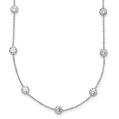 10K White Gold 10K Polished Cz 9 Station Necklace
