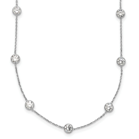 10K White Gold 10K Polished Cz 9 Station Necklace