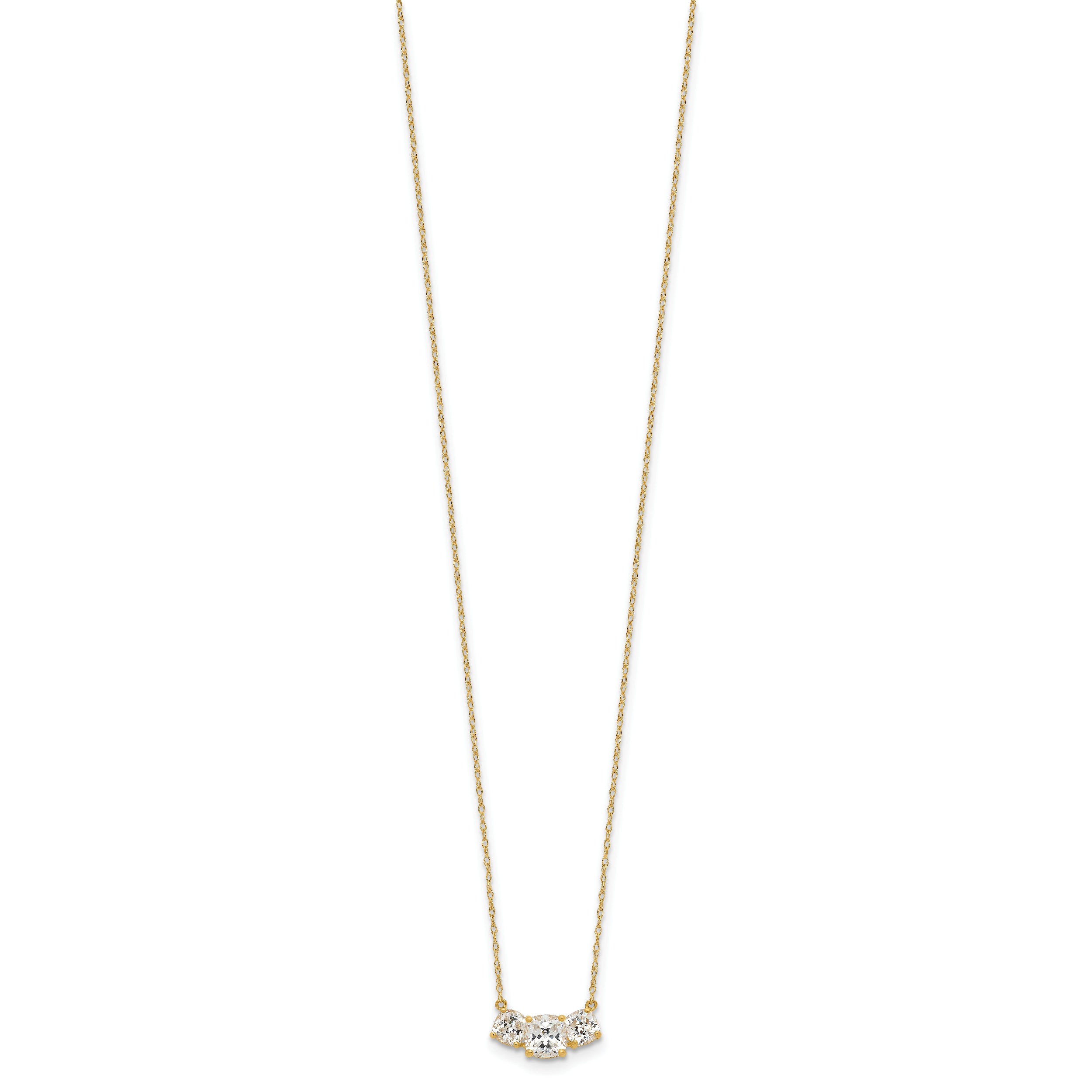 10K Yellow Gold 10K Polished 3-Stone Cz Necklace