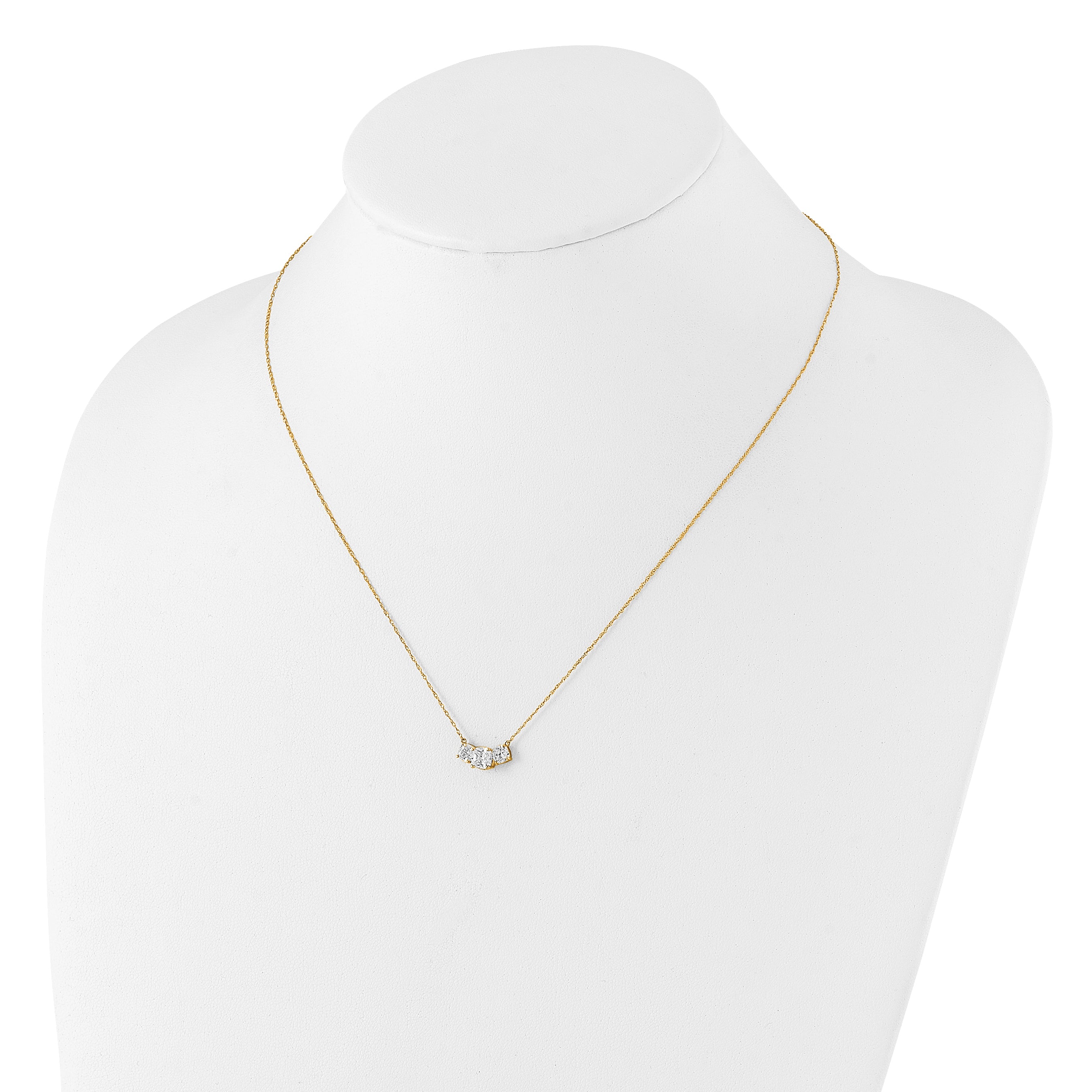 10K Yellow Gold 10K Polished 3-Stone Cz Necklace
