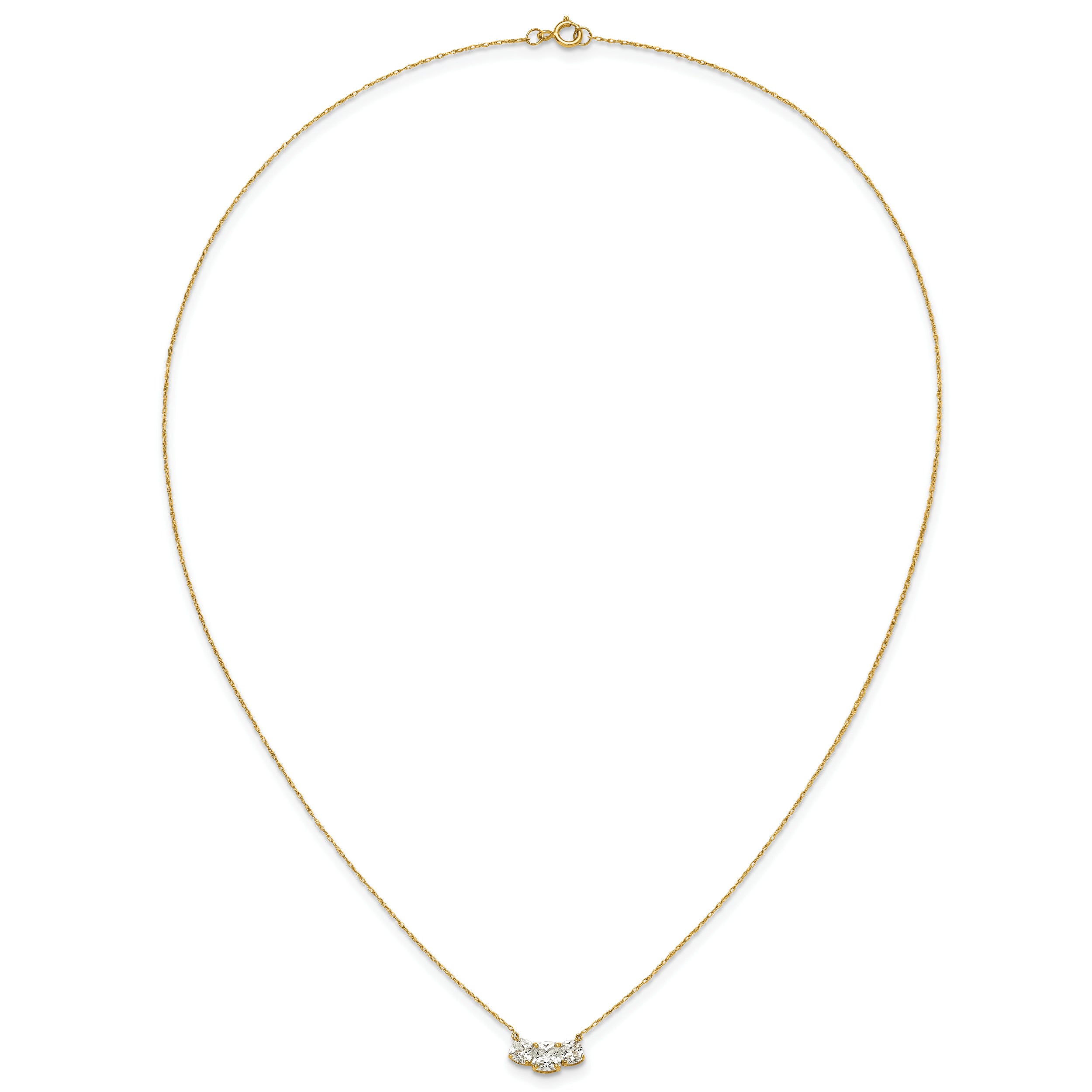 10K Yellow Gold 10K Polished 3-Stone Cz Necklace