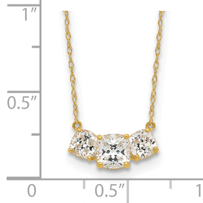 10K Yellow Gold 10K Polished 3-Stone Cz Necklace