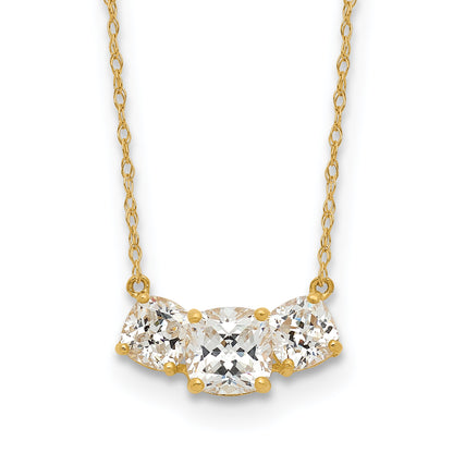 10K Yellow Gold 10K Polished 3-Stone Cz Necklace