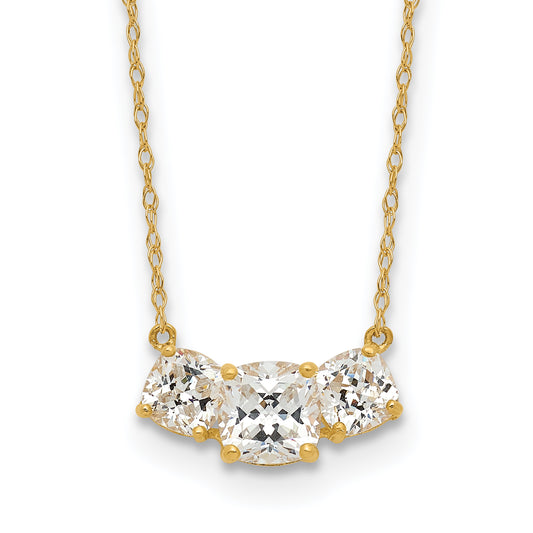 10K Yellow Gold 10K Polished 3-Stone Cz Necklace