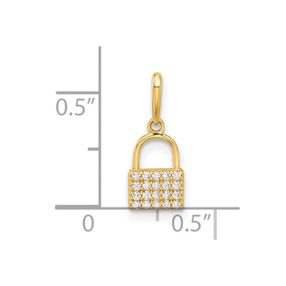 10K Yellow Gold 10K Polished Cz Lock Charm