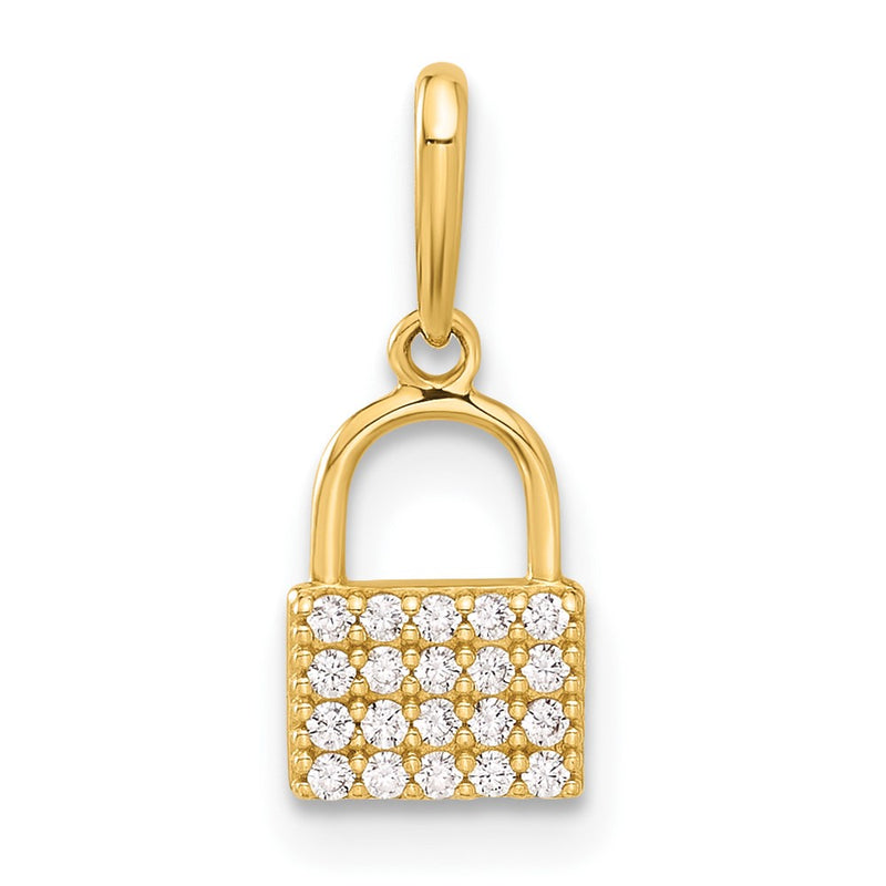 10K Yellow Gold 10K Polished Cz Lock Charm