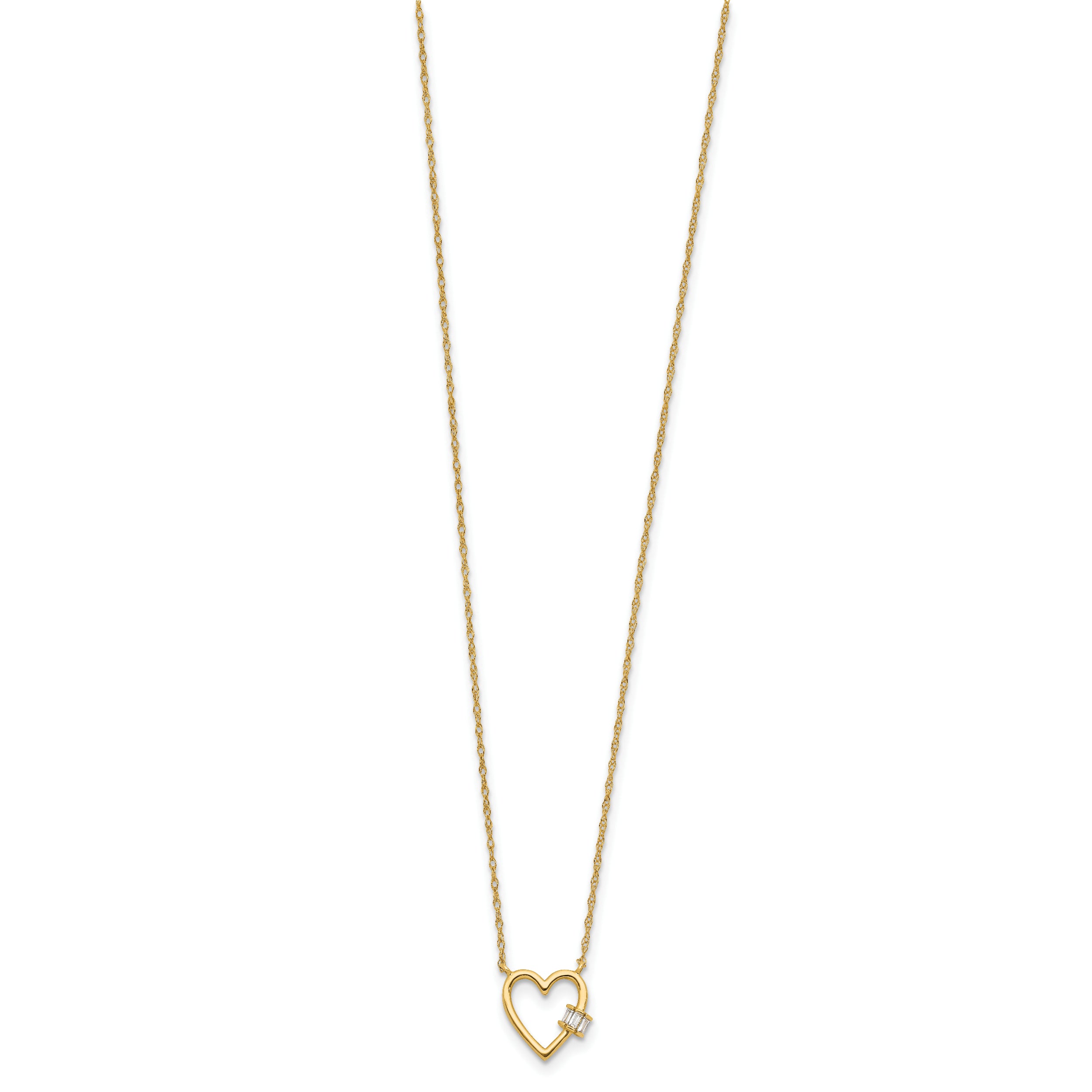 10K Yellow Gold 10K Polished Cz Heart Necklace