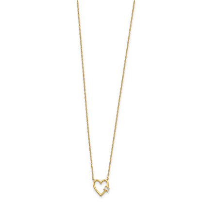 10K Yellow Gold 10K Polished Cz Heart Necklace