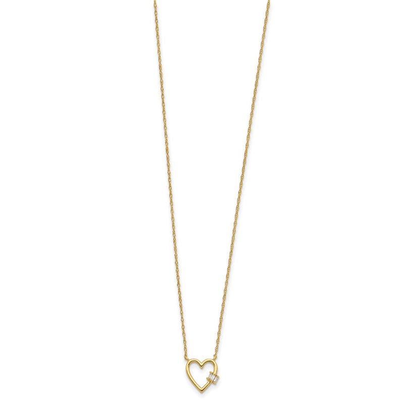 10K Yellow Gold 10K Polished Cz Heart Necklace