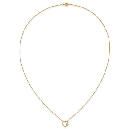 10K Yellow Gold 10K Polished Cz Heart Necklace