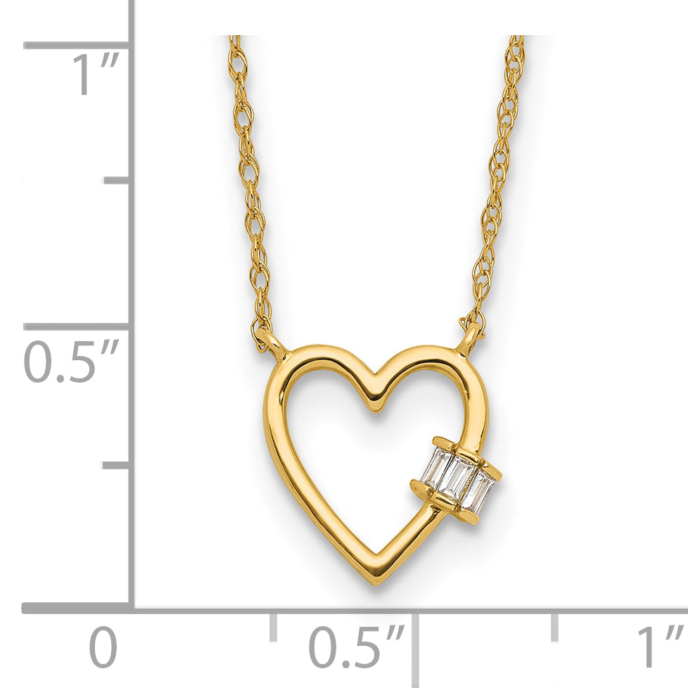 10K Yellow Gold 10K Polished Cz Heart Necklace