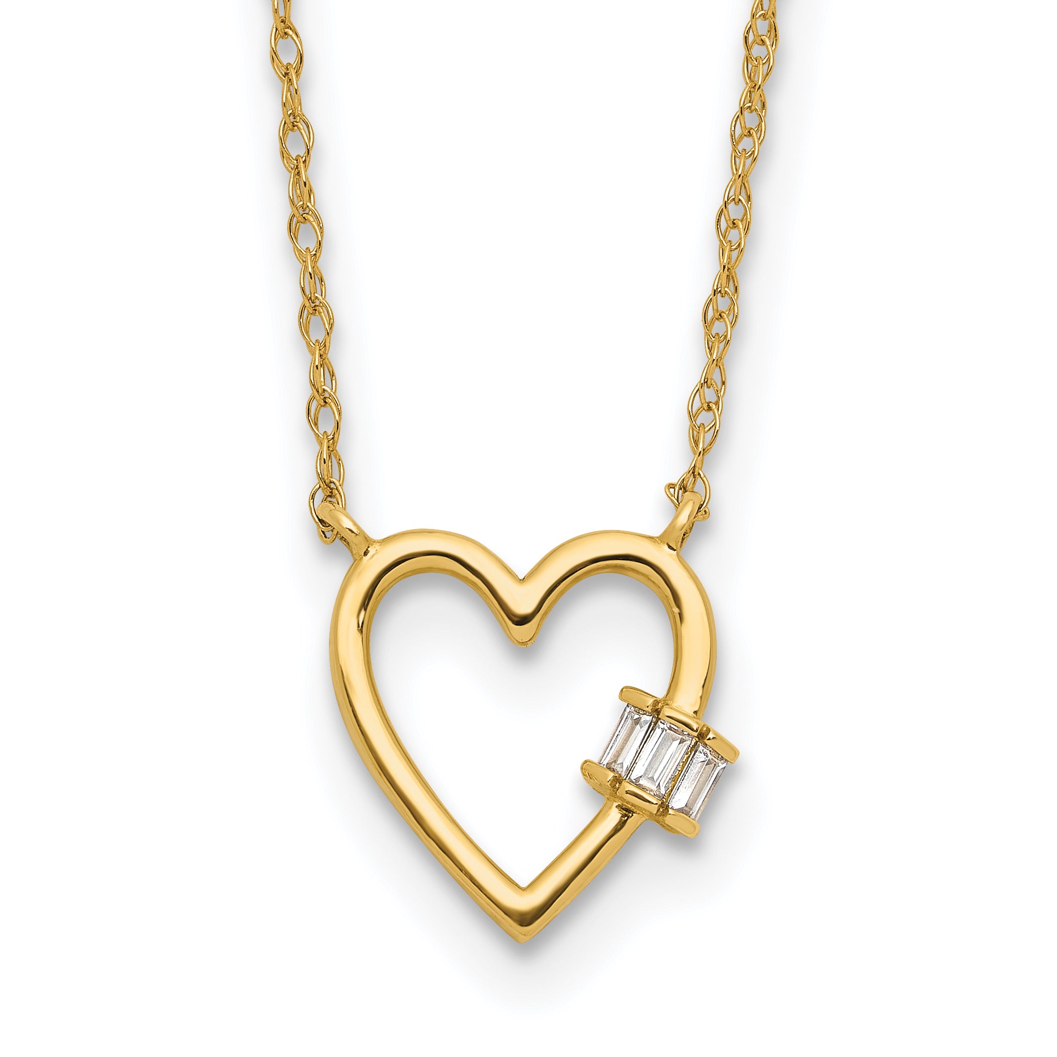 10K Yellow Gold 10K Polished Cz Heart Necklace