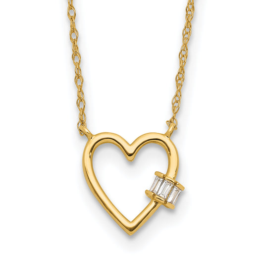 10K Yellow Gold 10K Polished Cz Heart Necklace