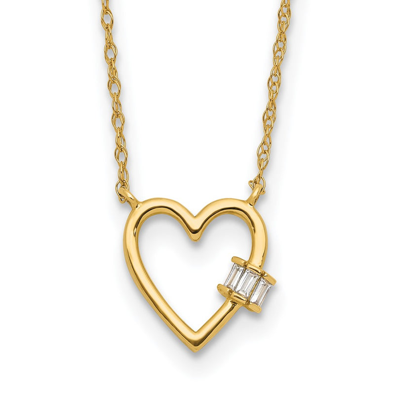 10K Yellow Gold 10K Polished Cz Heart Necklace