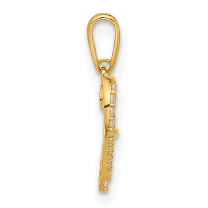 10K Yellow Gold 10K Polished Cz Infinity On Heart Charm
