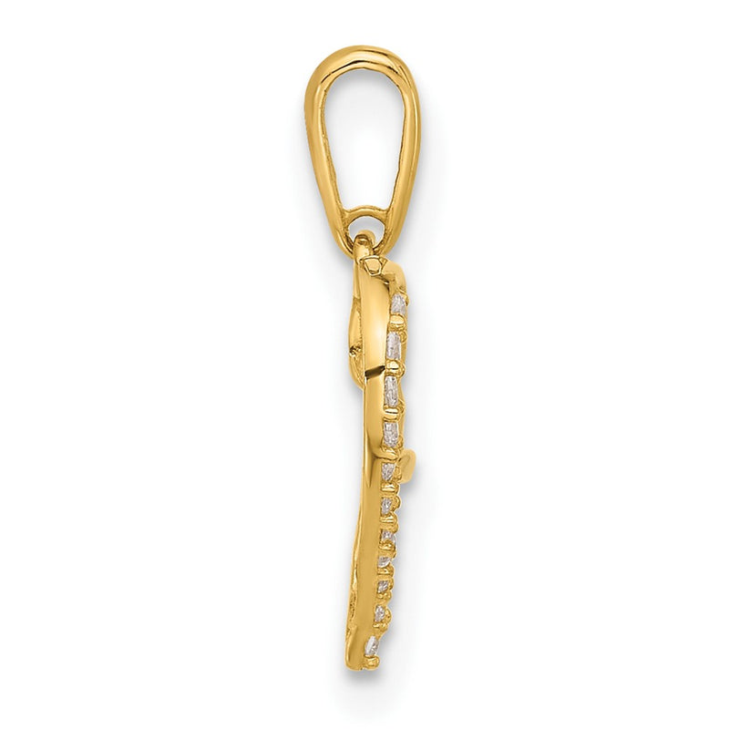 10K Yellow Gold 10K Polished Cz Infinity On Heart Charm