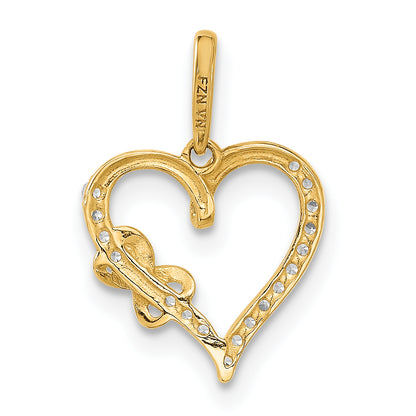 10K Yellow Gold 10K Polished Cz Infinity On Heart Charm