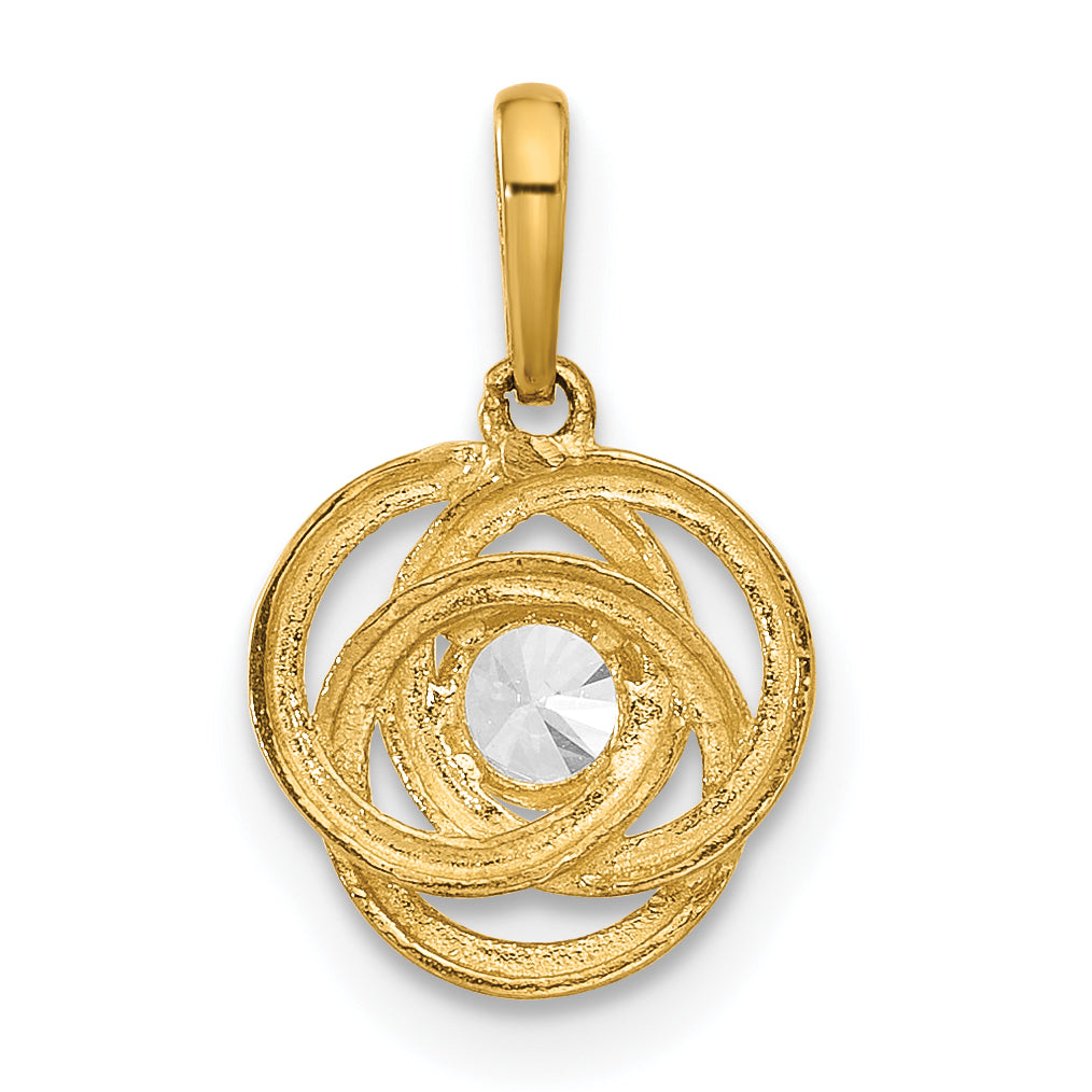 10K Yellow Gold 10K Polished Cz Love Knot Charm