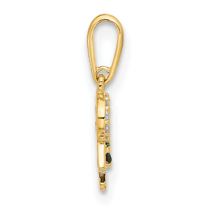 10K Yellow Gold 10K Polished Clover Horseshoe Hamsa Cz Luck Pendant