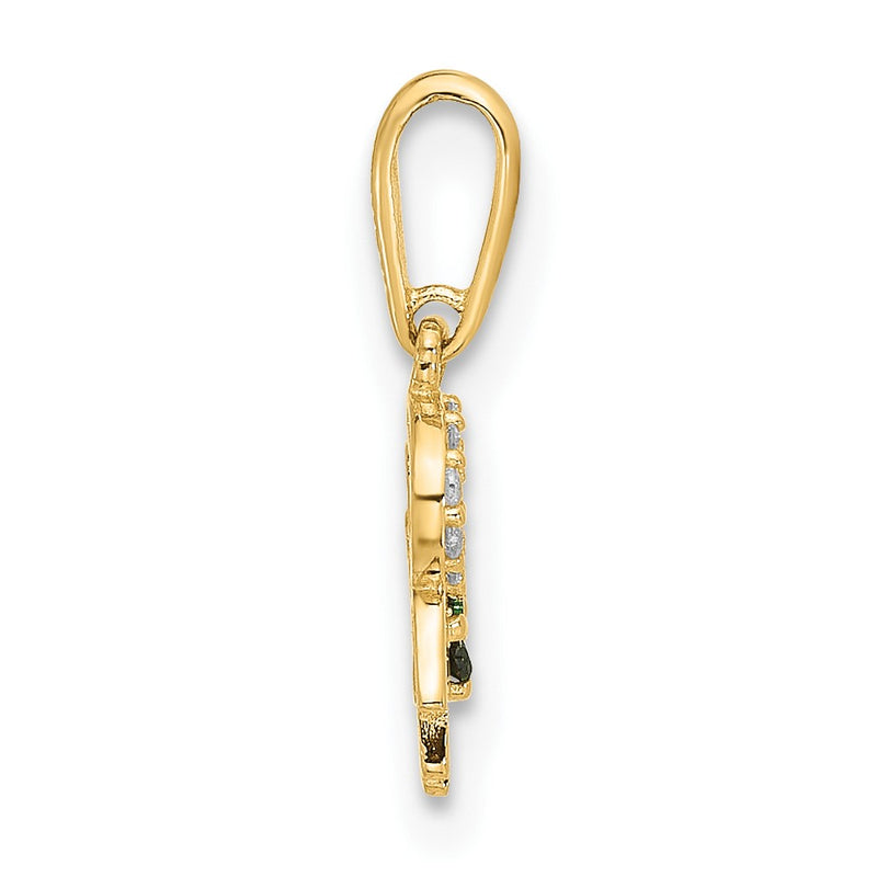 10K Yellow Gold 10K Polished Clover Horseshoe Hamsa Cz Luck Pendant