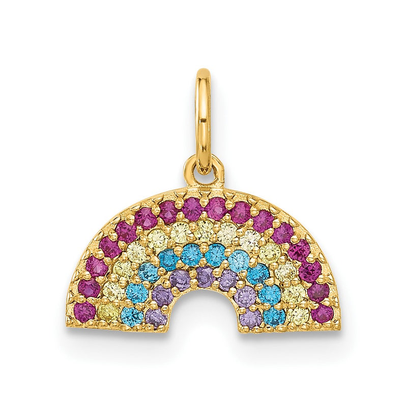 10K Yellow Gold 10K Polished Cz Rainbow Charm