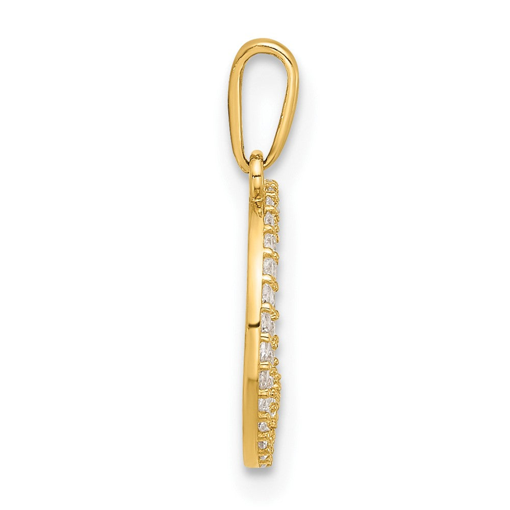 10K Yellow Gold 10K Polished Clear Cz Moon And Stars Charm