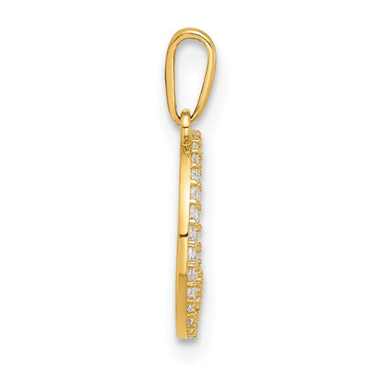 10K Yellow Gold 10K Polished Clear Cz Moon And Stars Charm
