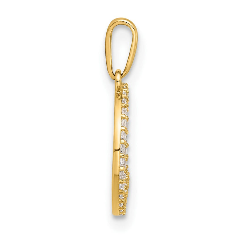 10K Yellow Gold 10K Polished Clear Cz Moon And Stars Charm