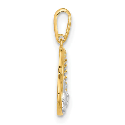 10K Yellow W/Rhodium 10K And White Rhodium Cz Dog In Heart Charm