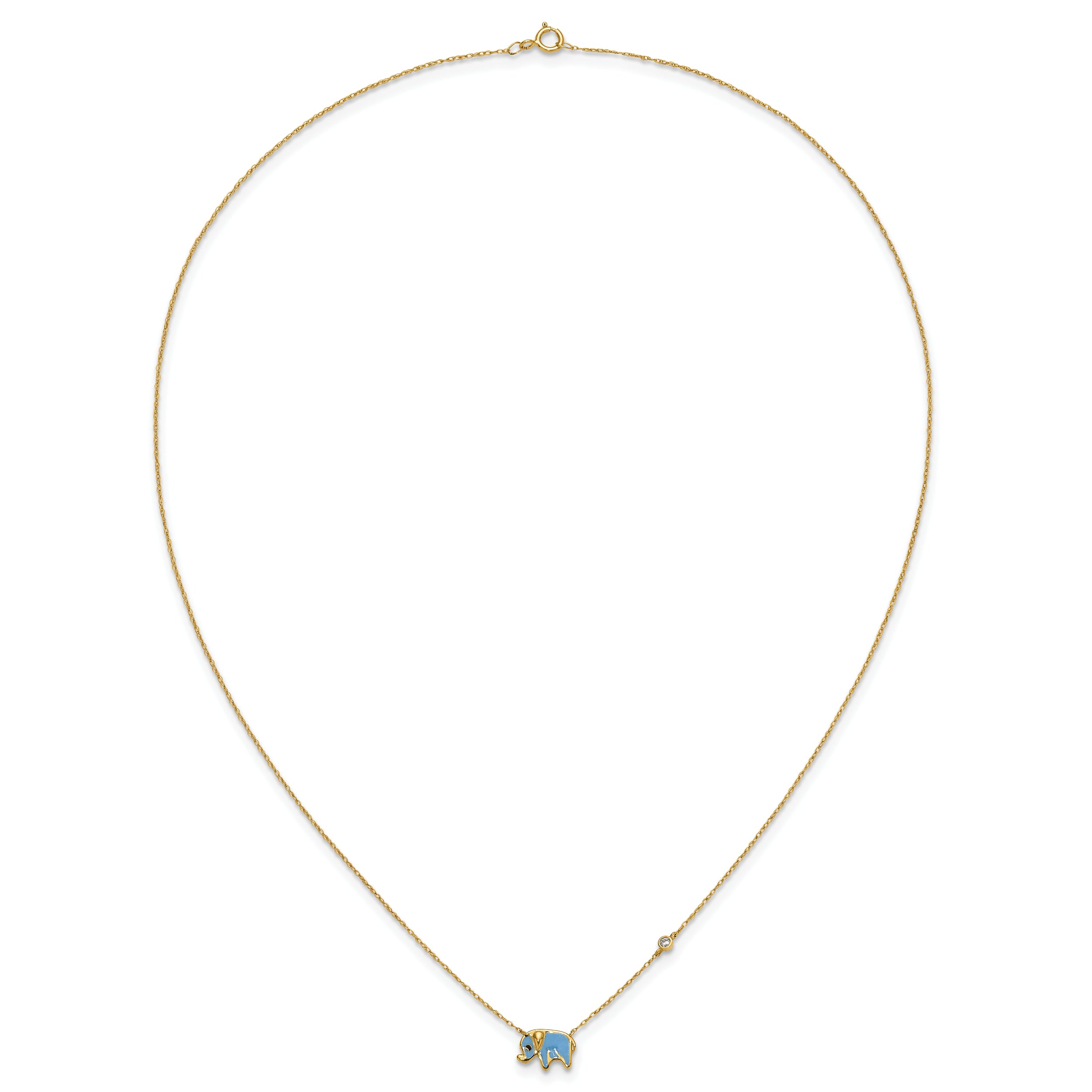 10K Yellow Gold 10K Polished Cz Enameled Elephant Necklace