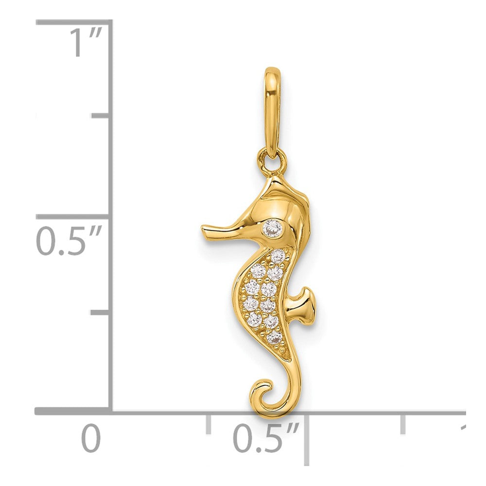 10K Yellow Gold 10K Polished Cz Seahorse Charm