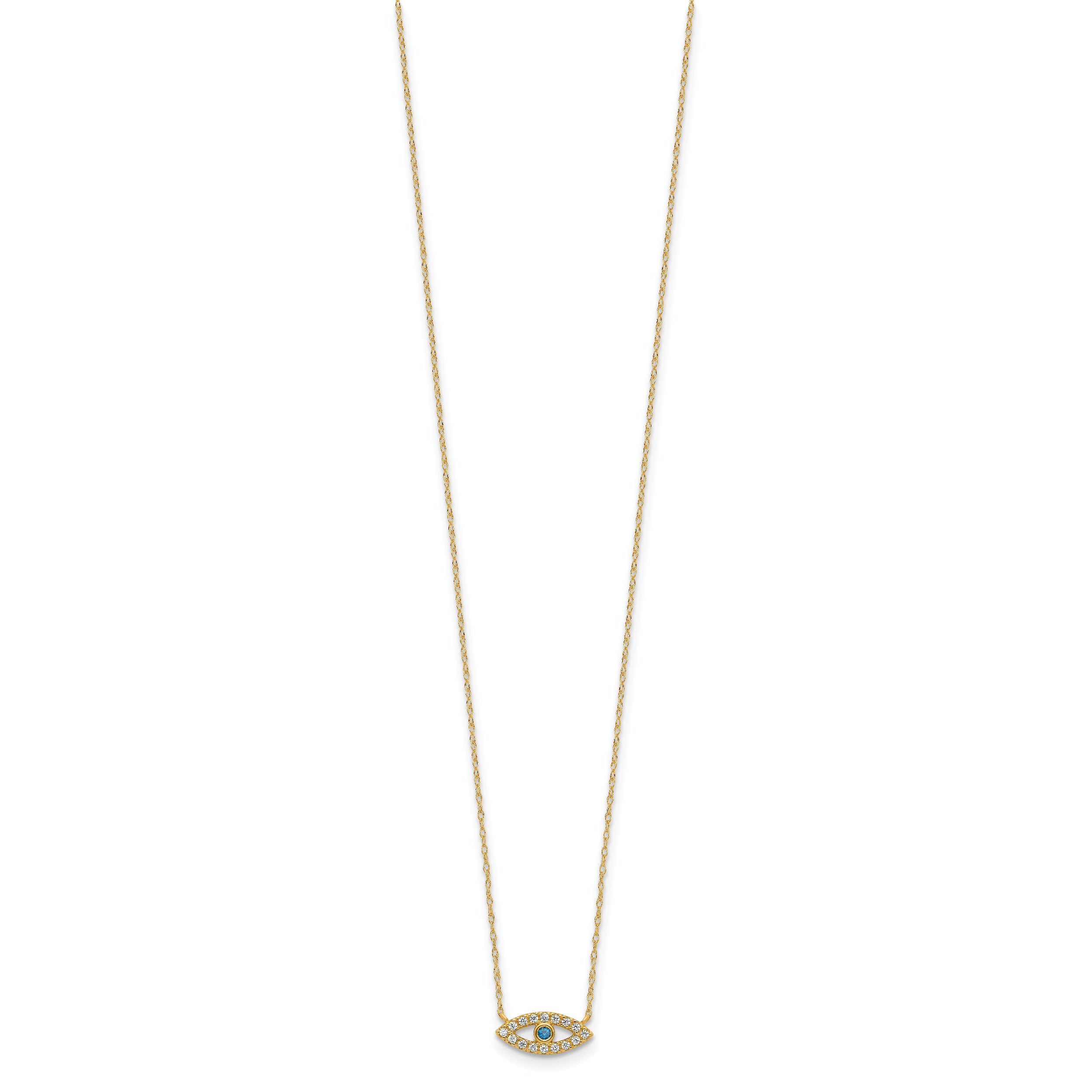 10K Yellow Gold 10K Polished Cz Evil Eye Necklace