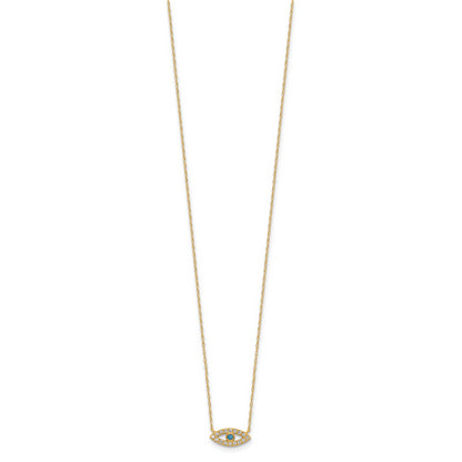 10K Yellow Gold 10K Polished Cz Evil Eye Necklace