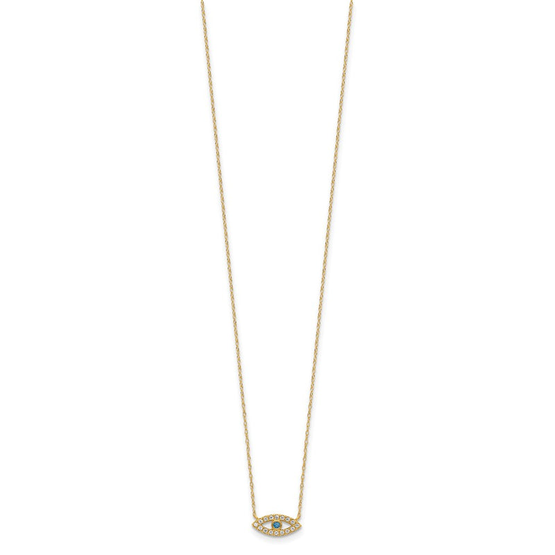 10K Yellow Gold 10K Polished Cz Evil Eye Necklace