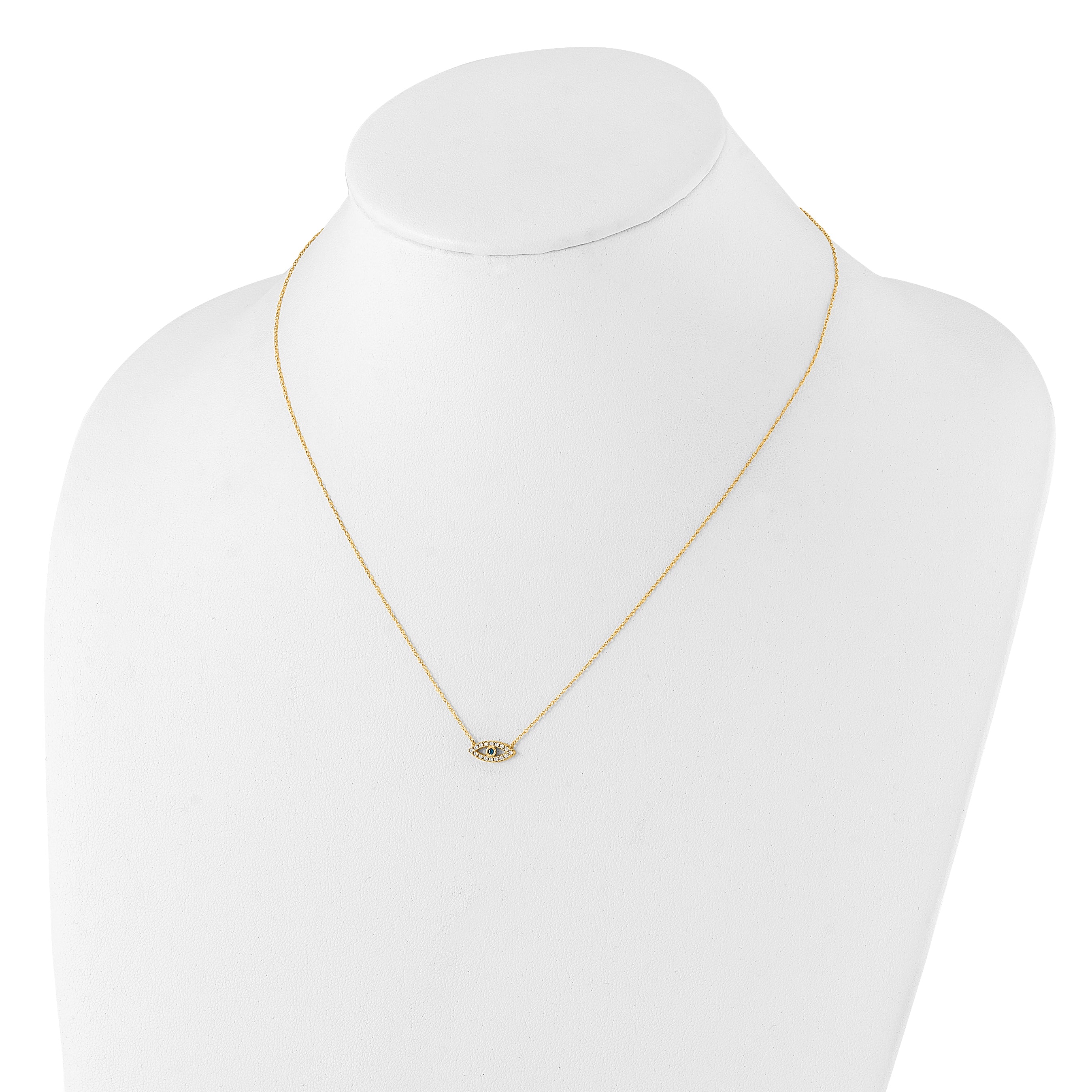 10K Yellow Gold 10K Polished Cz Evil Eye Necklace