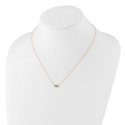10K Yellow Gold 10K Polished Cz Evil Eye Necklace