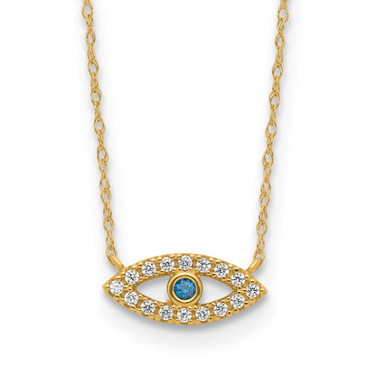10K Yellow Gold 10K Polished Cz Evil Eye Necklace