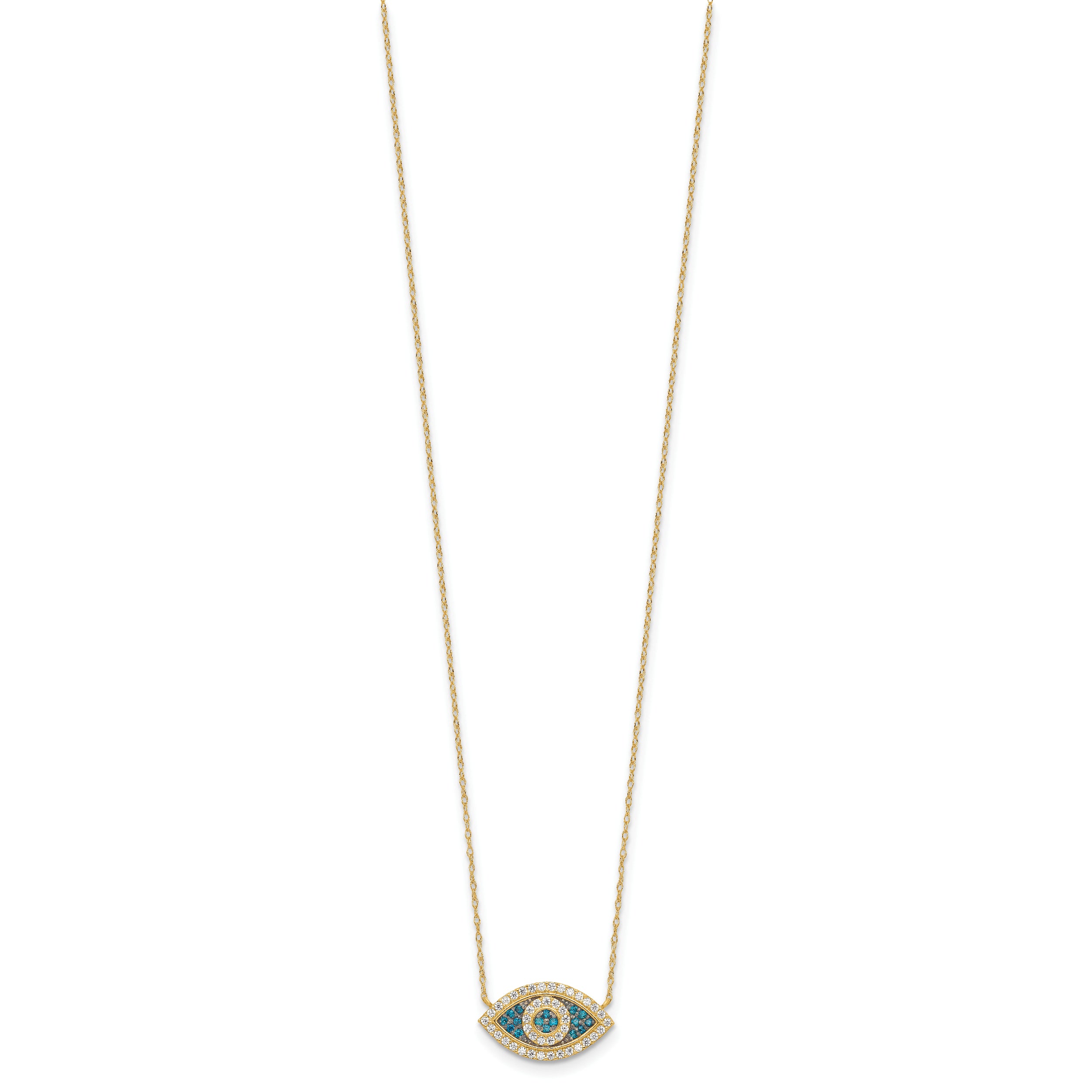 10K Yellow Gold 10K Polished Cz Evil Eye W/2 In Ext Necklace