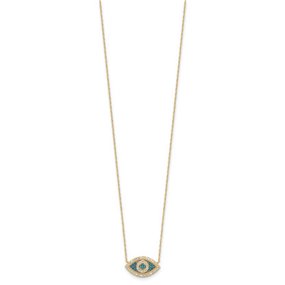 10K Yellow Gold 10K Polished Cz Evil Eye W/2 In Ext Necklace